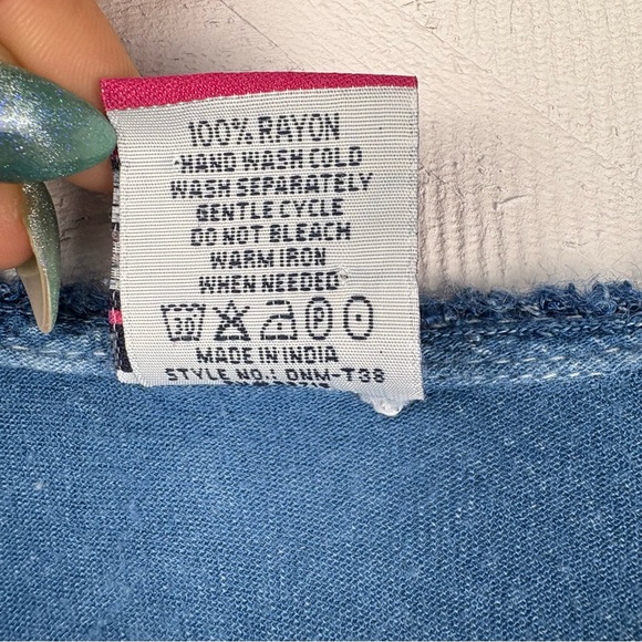 VTG California Woman Free Size Blue Tie-Dye Women's Top Embroidered - Picture 6 of 6